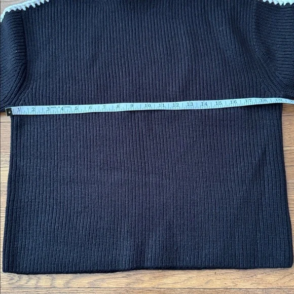 🐼 Ann Taylor black mock neck sweater w/ivory stitching details. Size XS. NWT. - Picture 6 of 8
